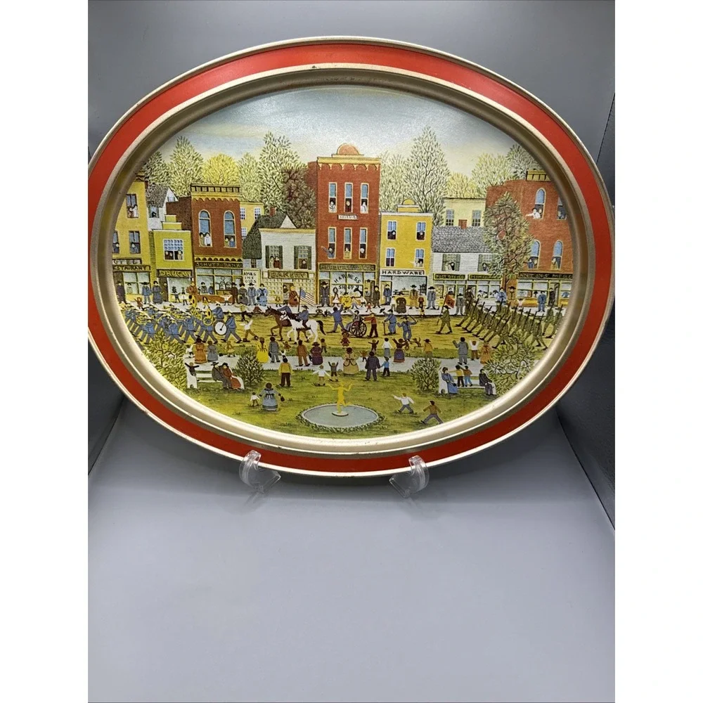 Sunshine Biscuits Cookie Tin Lid Holiday Parade American Folk Art Tray